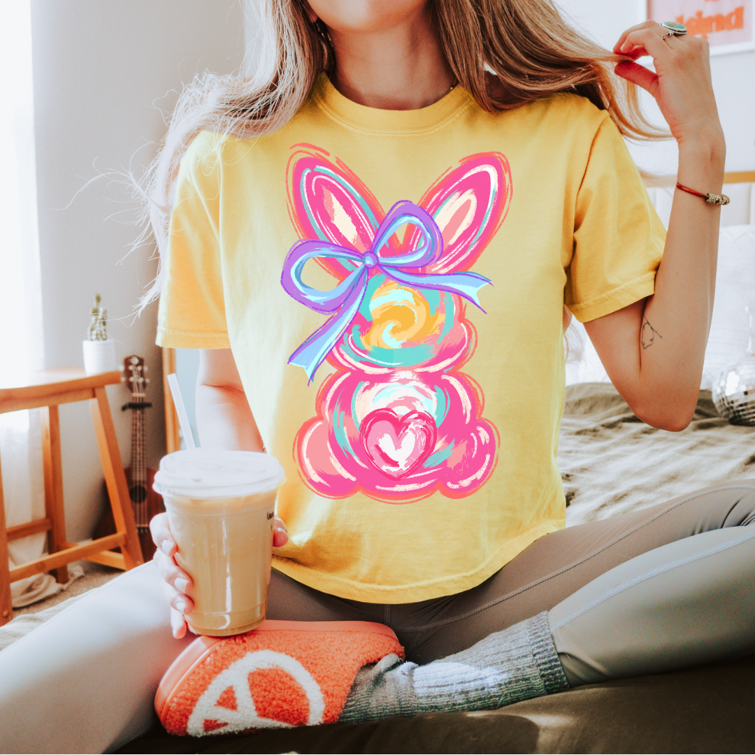 Colorful Swirl Bunny Easter Tee